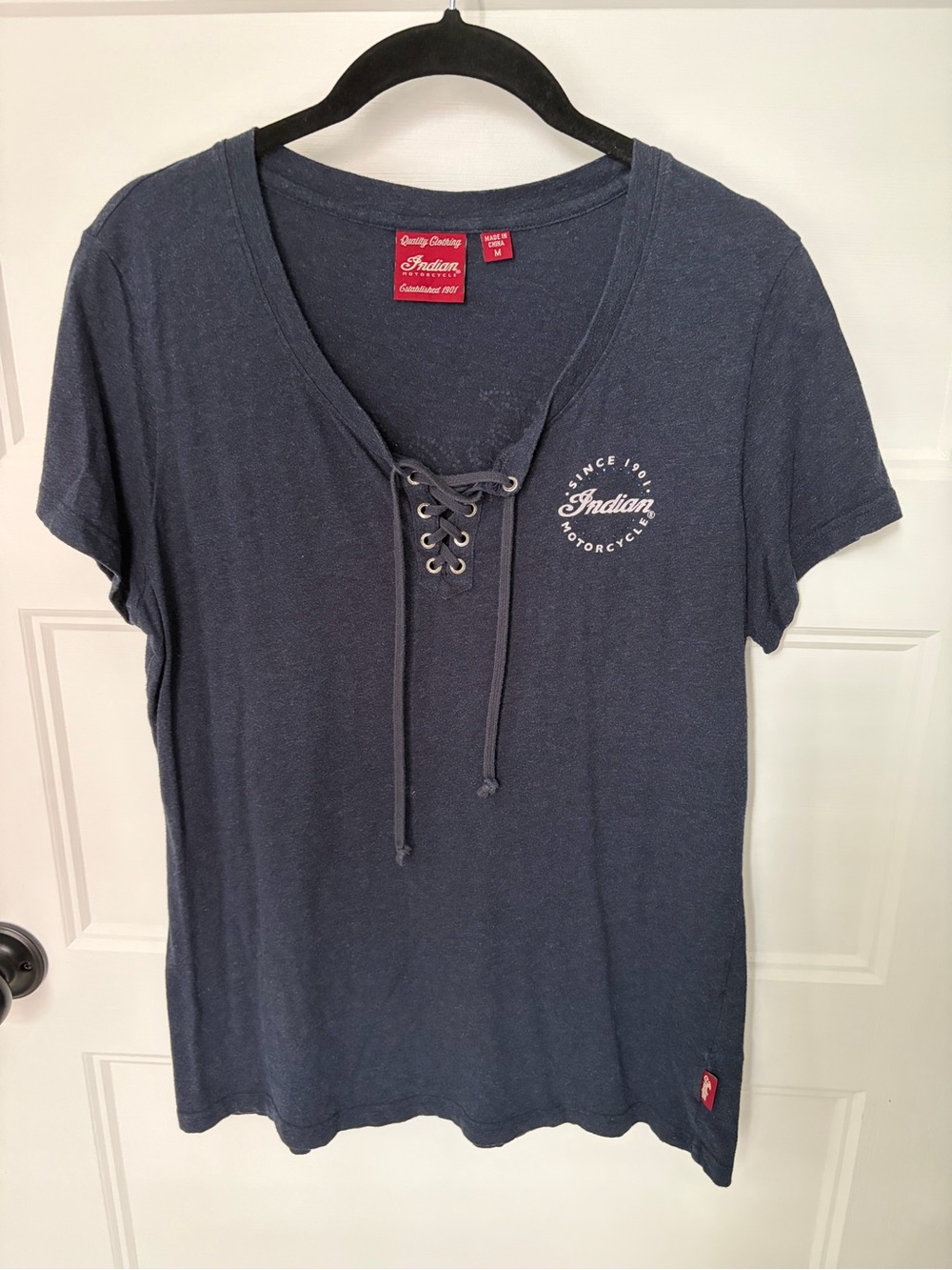 Indian motorcycle navy Lace-Up V-Neck Women's Tee